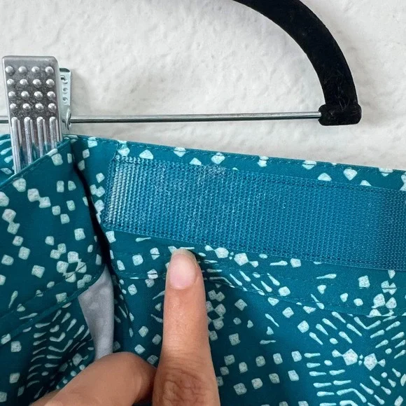 RipSkirt Hawaii Sz L Teal Blue Batik Wrap Skirt Length 2 Quick Dry Active - Picture 6 of 10